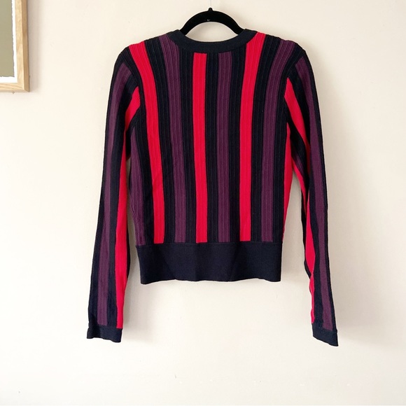 CAbi• royal pullover purple red black striped king sleeve sweater women’s medium - Picture 14 of 16